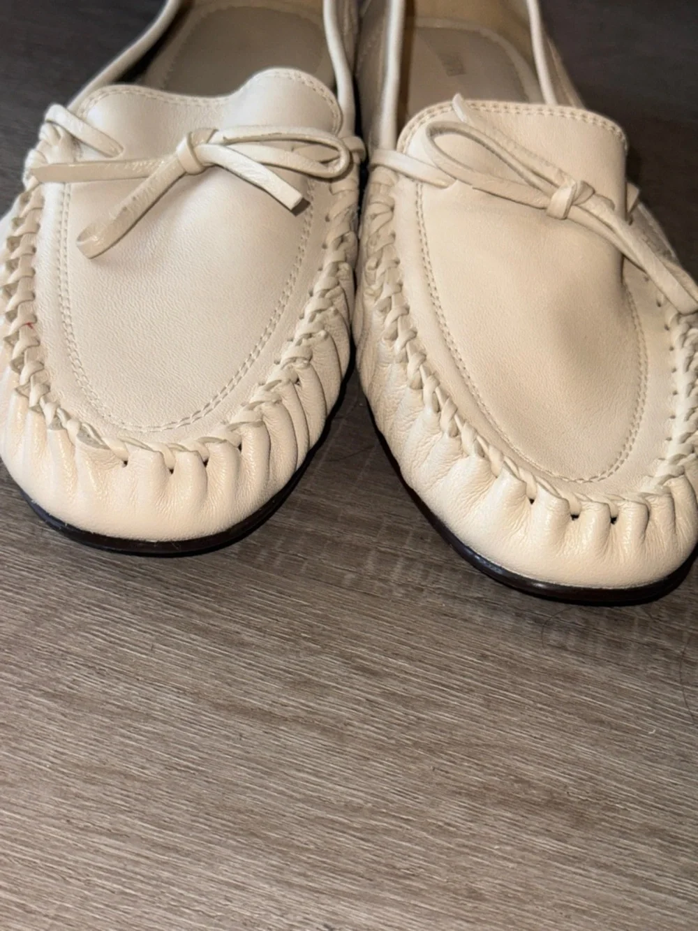 Zara Gathered Soft Leather Loafers (NWT)